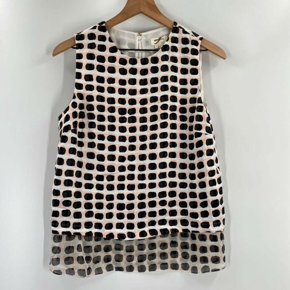 Kate Spade Abstract Sleeveless Scoop Neck Blouse